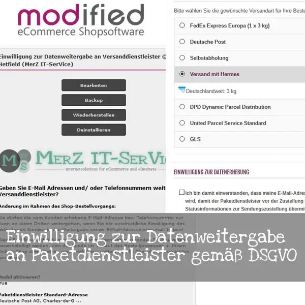 NEUES MODUL: Einwilligung zur Datenweitergabe an Paketdienstleister gemäß DSGVO für modified eCommerce